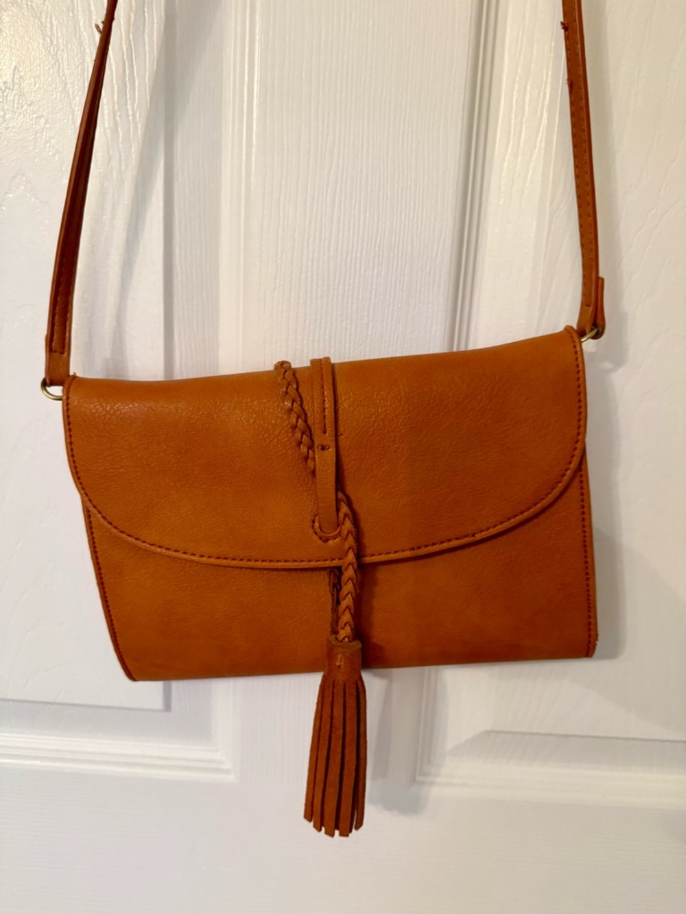 Anthropologie Crossbody Bag with Braided Tassel